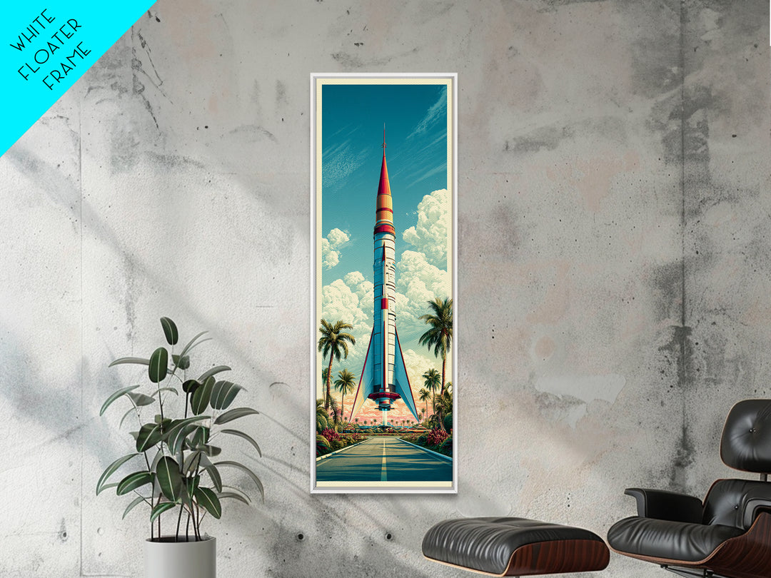 Space Age Rocket Poster Scene Canvas Print, Retro Art, Wall Art Prints, Living Room Decor, Fine Art, Retro, Whimsical Decor, RET-1x3-43