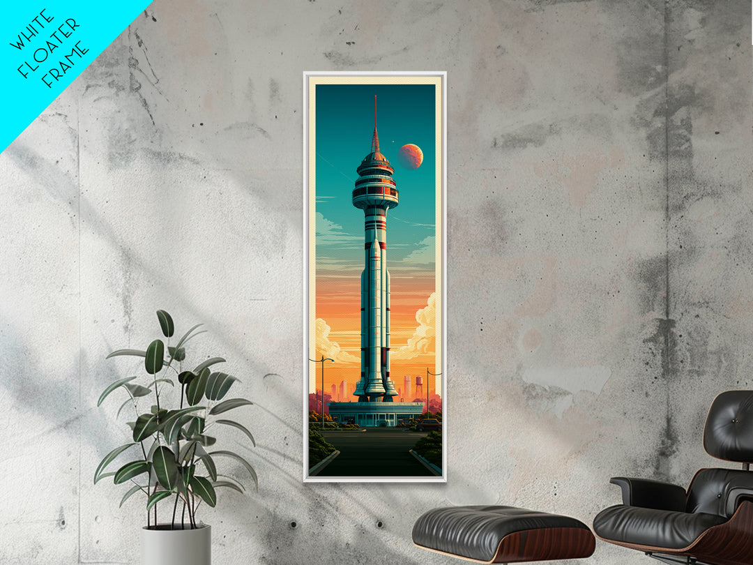 Space Age Rocket Poster Scene Framed Canvas Print, Retro Art, Retro Wall Art, Living Room Decor, Fine Art, Retro, Luxury Decor, RET-1x3-91
