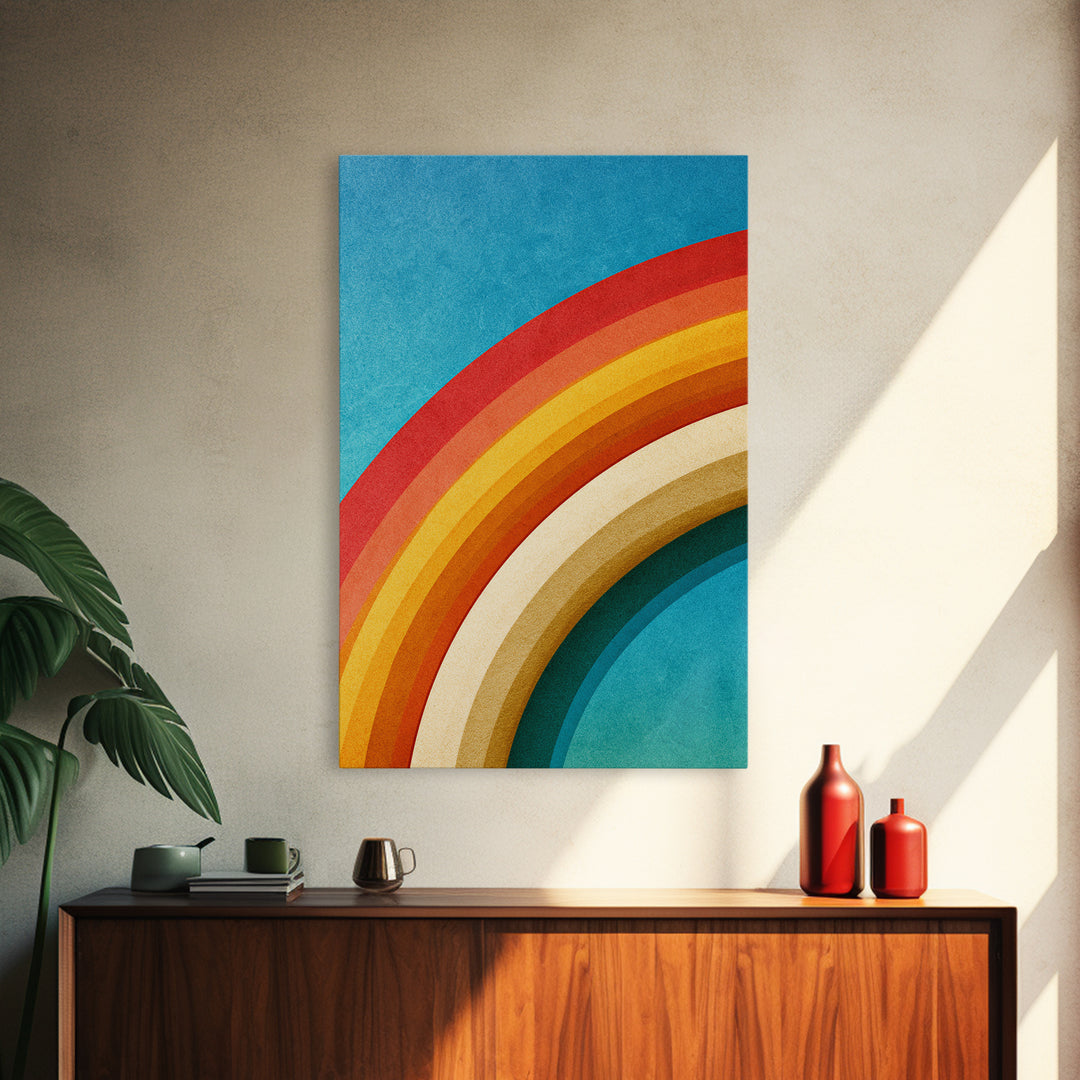 70s Rainbow Arch Abstract Canvas Print, Retro Art, Print, Living Room Decor, Abstract Art, Retro, Abstract Wall Art, RET-2x3-49