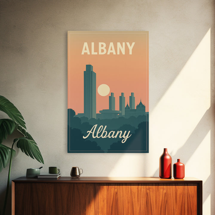 Albany New York Travel Poster, Canvas Print, Mid Century City Wall Art, Albany Travel Art, Poster Art, Vintage City Art, Retro Travel Print
