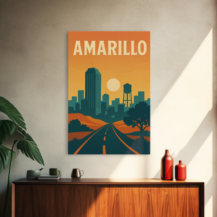 Amarillo Travel Poster, Canvas Print, Classic Travel Poster Art, Amarillo Art Print, Modern Wall Decor, Fine Art Print, Mid Century Wall Art