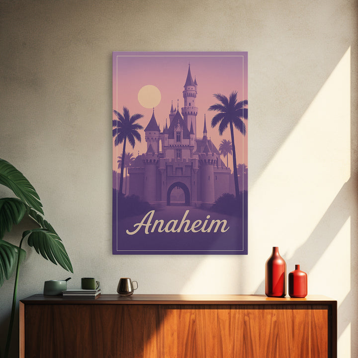 Anaheim Travel Poster, Framed Canvas Print, Mid Century City Wall Art, Anaheim Travel Art, Living Room Wall Art, Vintage City Art