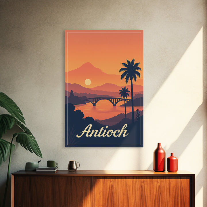 Antioch California Travel Poster, Canvas Print, Classic Poster Art, Antioch Poster Print, Travel Wall Art, Watercolor Skyline, Art Print