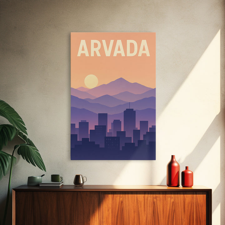Arvada Colorado Travel Poster, Canvas Print, Classic Travel Poster Art, Arvada Wall Art, Wall Decor, City Illustration, Travel Poster Set