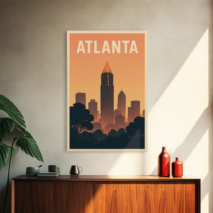 Atlanta Georgia Travel Poster, Framed Canvas Print, Vintage Travel Poster Art, Atlanta Poster Print, Vintage City Poster, Vintage City Art