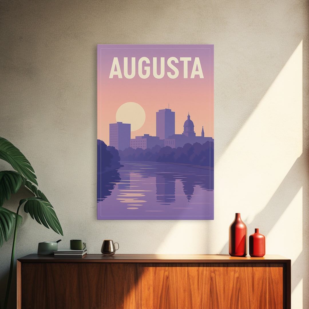 Augusta Travel Poster, Framed Canvas Print, Classic Travel Poster Art, Augusta Art Print, Travel Poster Set, Modern Wall Decor
