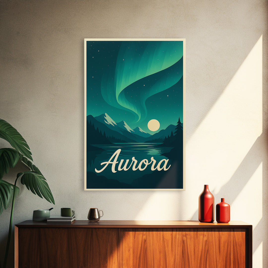 Aurora Colorado Travel Poster, Canvas Print, Retro Sunset Skyline Art, Aurora Poster Print, Eclectic Wall Decor, Fine Art Print, Wall Art