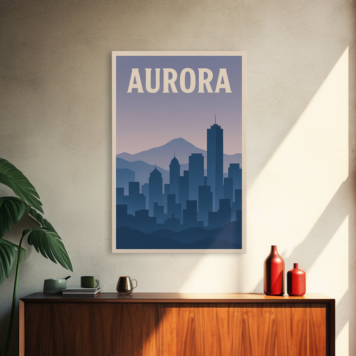 Aurora Travel Poster, Canvas Print, Vintage Travel Poster Art, Aurora Travel Art, Travel Art Print, Mid Century Wall Art, City Art Print