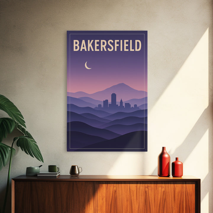 Bakersfield California Travel Poster, Canvas Print, Mid Century City Wall Art, Bakersfield City Art, Art Print, Travel Art Print