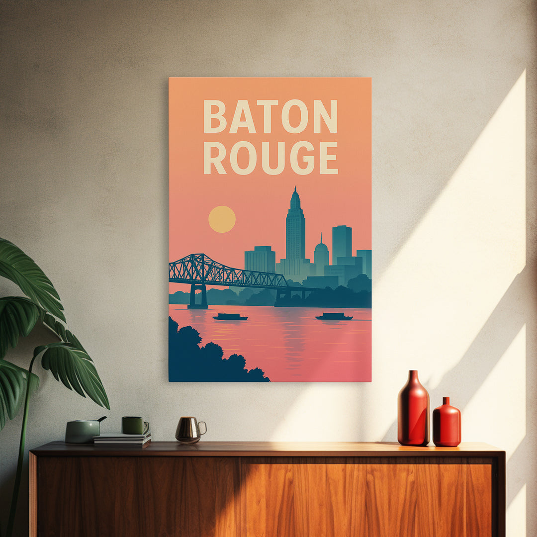 Baton Rouge Travel Poster, Canvas Print, Classic Travel Poster Art, Baton Rouge City Art, Vintage City Art, Travel Wall Art, Travel Print