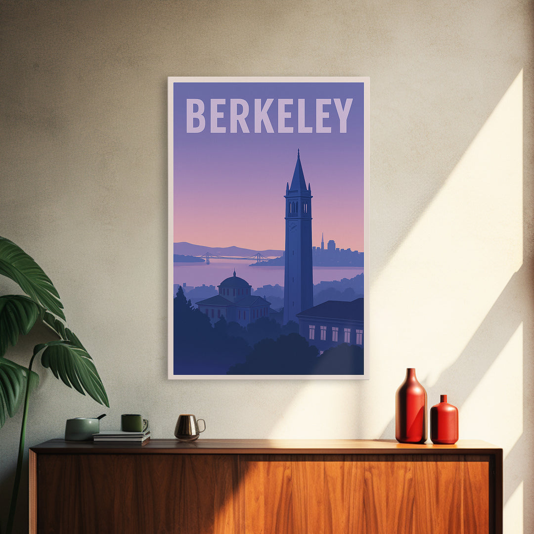 Berkeley California Travel Poster, Canvas Print, Mid Century City Wall Art, Berkeley Travel Art, City Illustration, City Travel Prints