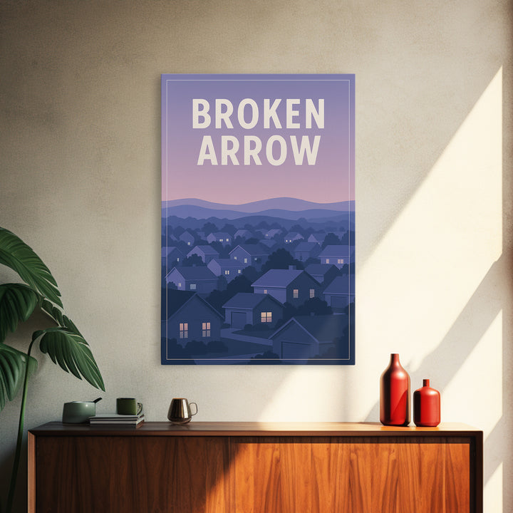 Broken Arrow Oklahoma Travel Poster, Canvas Print, Vintage Travel Poster Art, Broken Arrow Travel Art, Vintage City Art, Vintage Travel Art