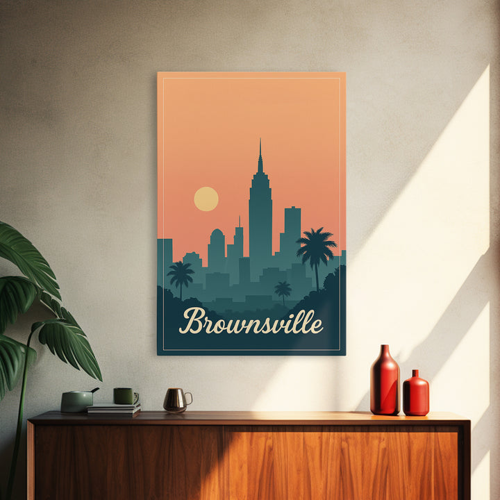 Brownsville Texas Travel Poster, Canvas Print, Vintage Travel Poster Art, Brownsville Travel Art, Travel Poster Set, Travel Poster Art