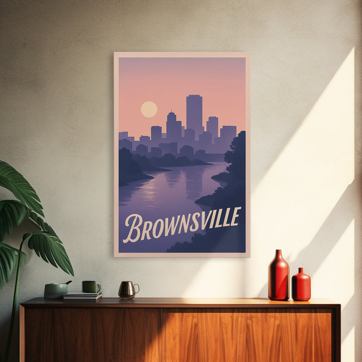 Brownsville Travel Poster, Framed Canvas Print, Classic Travel Poster Art, Brownsville Poster Print, Wanderlust Decor, Modern Wall Decor