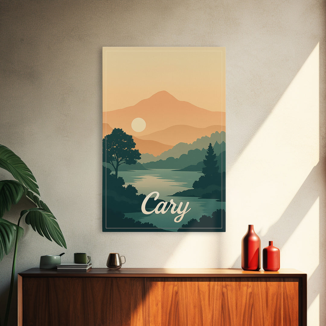 Cary North Carolina Travel Poster, Canvas Print, Classic Poster Art, Cary Poster Print, Travel Poster Art, City Travel Prints, Art Print