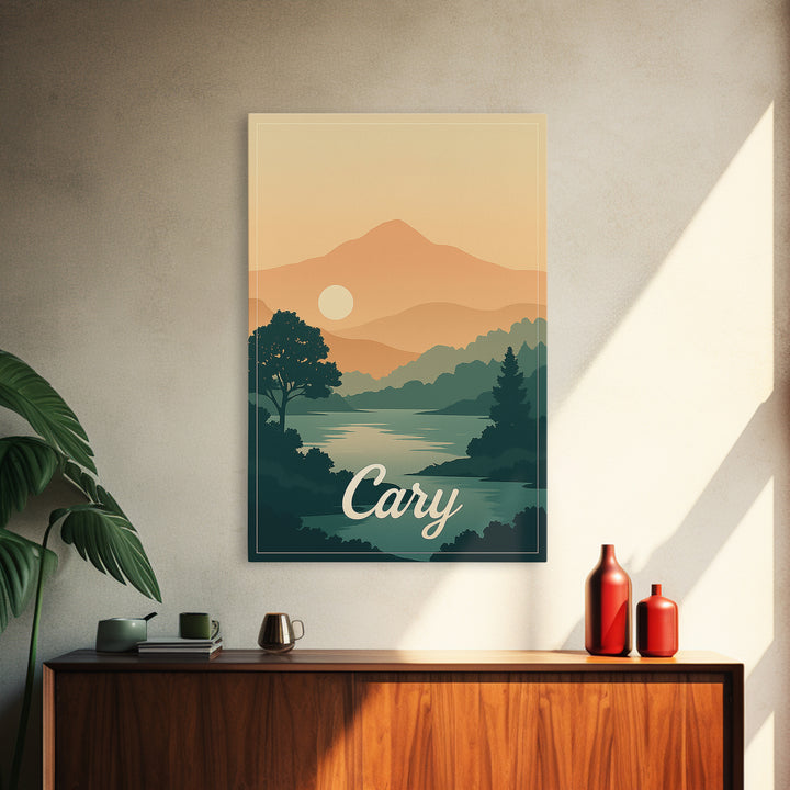 Cary North Carolina Travel Poster, Canvas Print, Classic Poster Art, Cary Poster Print, Travel Poster Art, City Travel Prints, Art Print