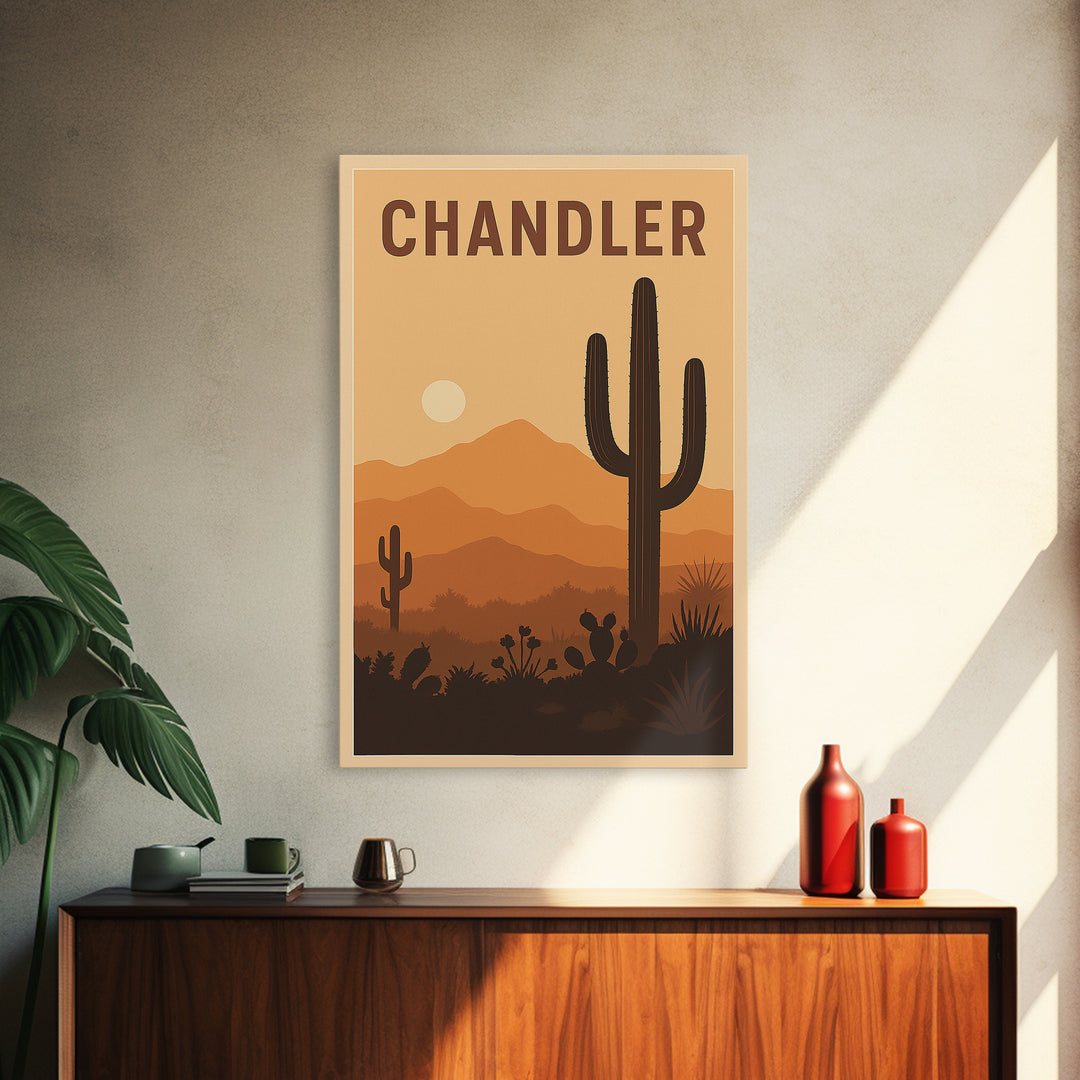 Chandler Travel Poster, Framed Canvas Print, Classic Travel Poster Art, Chandler City Art, Vintage City Art, Gift For Travelers