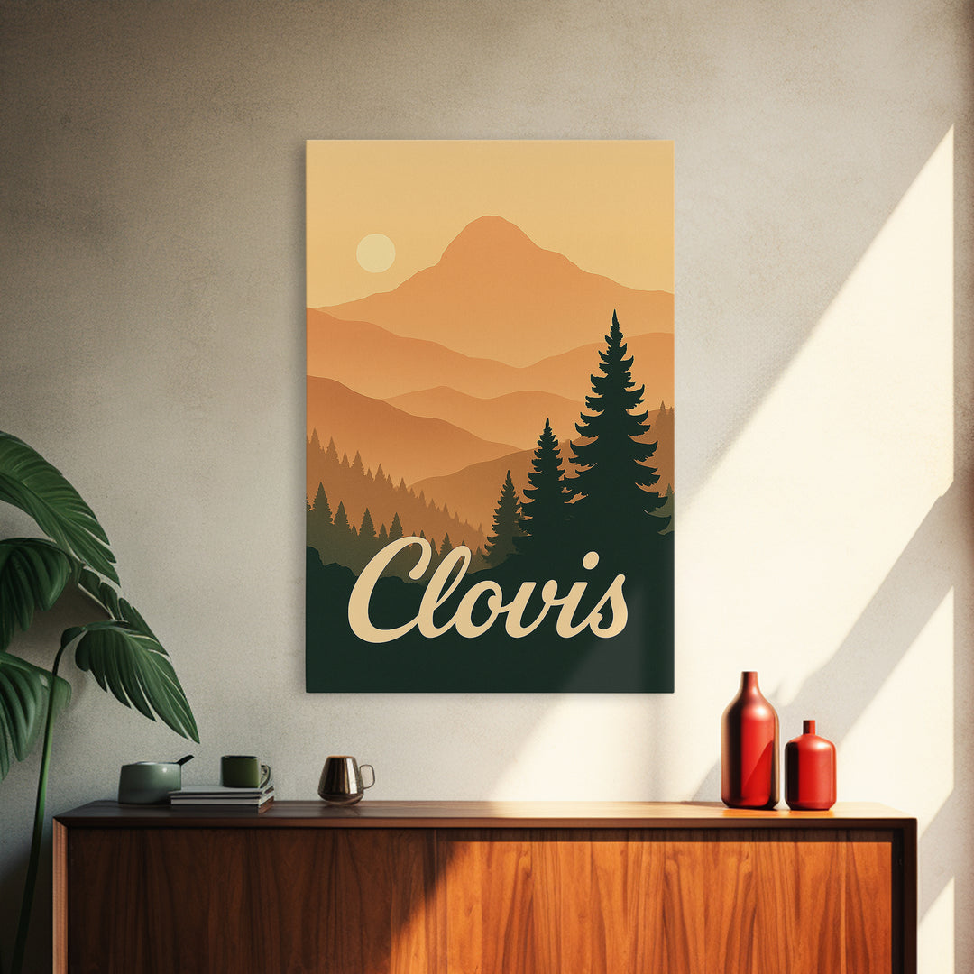 Clovis California Travel Poster, Canvas Print, Mid Century City Wall Art, Clovis Travel Art, Mid Century Wall Art, Travel Print, Home Decor
