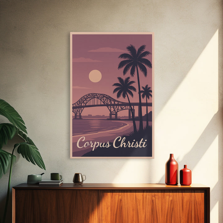 Corpus Christi Travel Poster, Canvas Print, Mid Century City Wall Art, Corpus Christi Art Print, Wanderlust Decor, Gift For Travelers