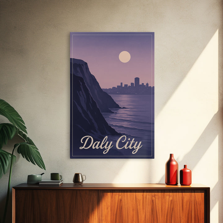 Daly City Travel Poster, Framed Canvas Print, Vintage Travel Poster Art, Daly City Art Print, Gift For Travelers, Travel Poster Set