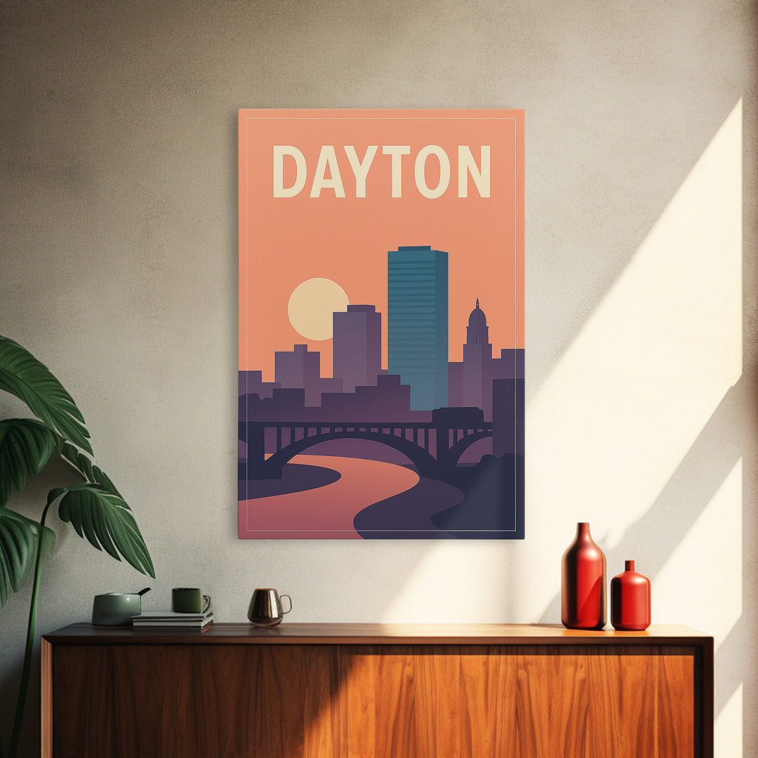 Dayton Travel Poster, Canvas Print, Classic Travel Poster Art, Dayton Wall Art, City Travel Prints, Travel Art Print, Travel Wall Art