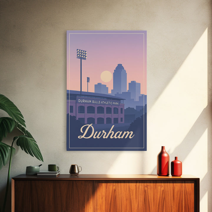 Durham Travel Poster, Framed Canvas Print, Vintage Travel Poster Art, Durham Poster Print, City Illustration, Gift For Travelers