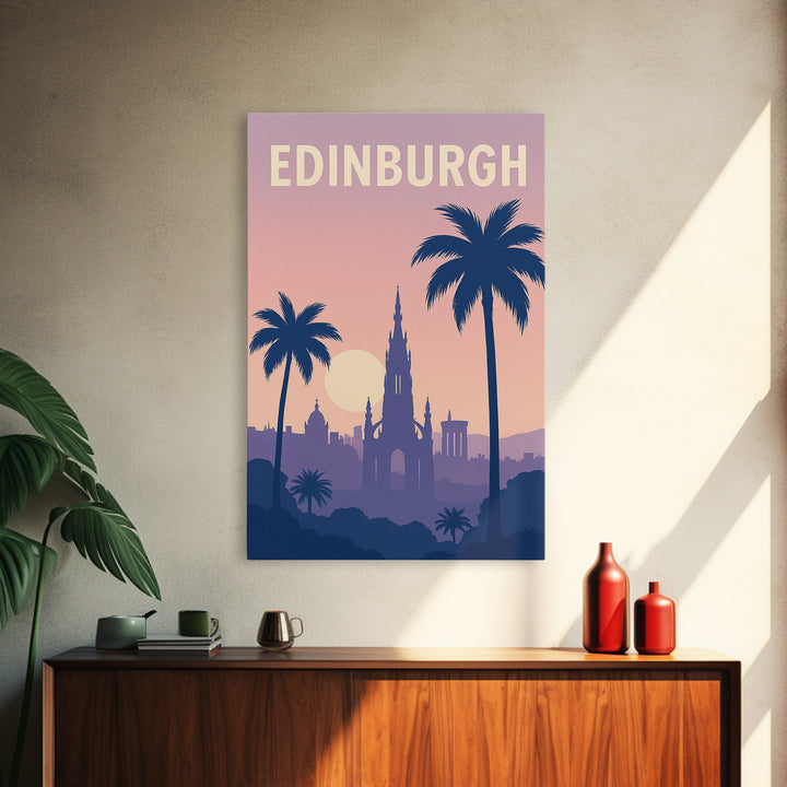 Edinburgh Texas Travel Poster, Framed Canvas Print, Mid Century City Wall Art, Edinburgh City Art, Vintage Travel Print, Gift For Travelers