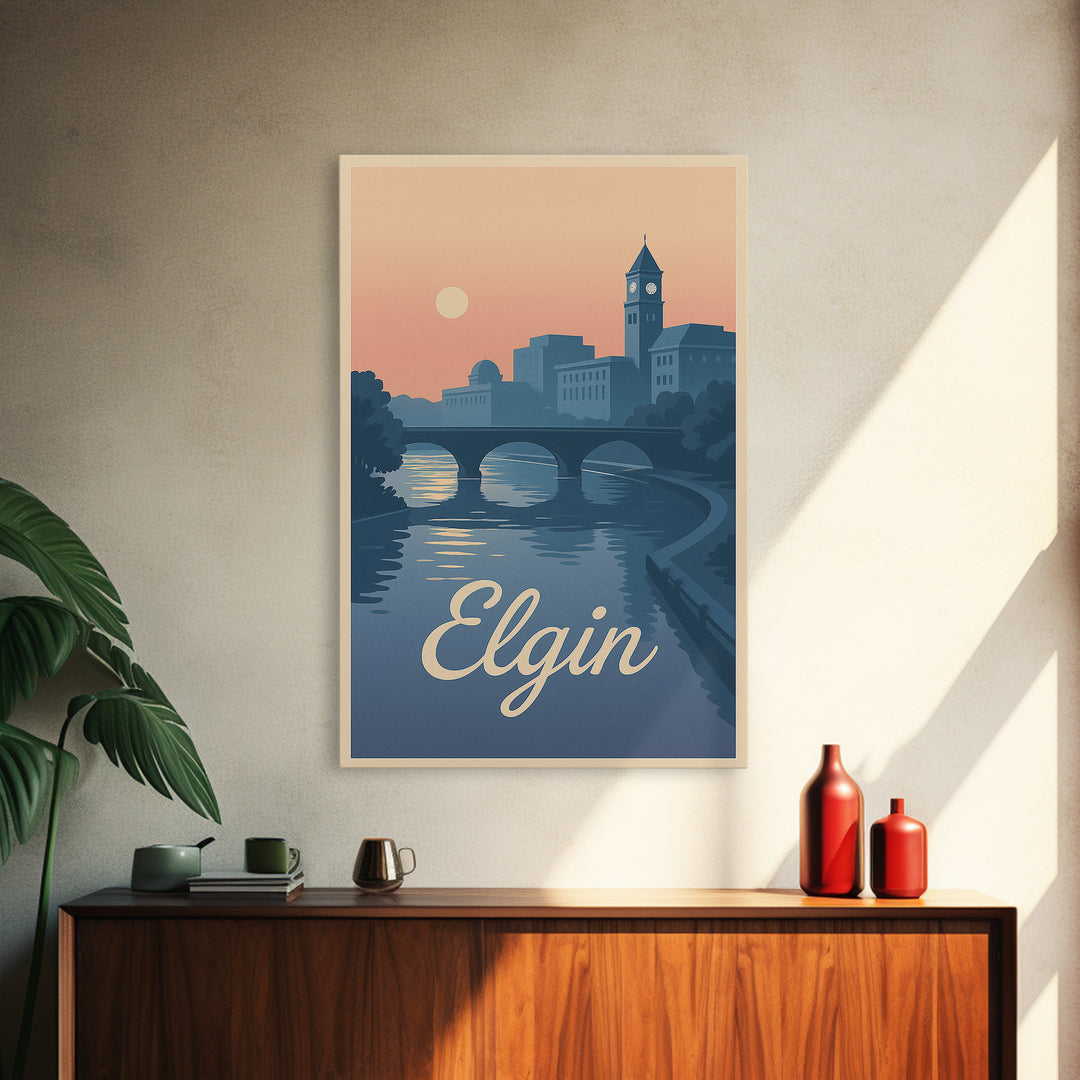 Elgin Travel Poster, Canvas Print, Vintage Travel Poster Art, Elgin Travel Art, Vintage Travel Print, City Travel Prints, Vintage Travel Art
