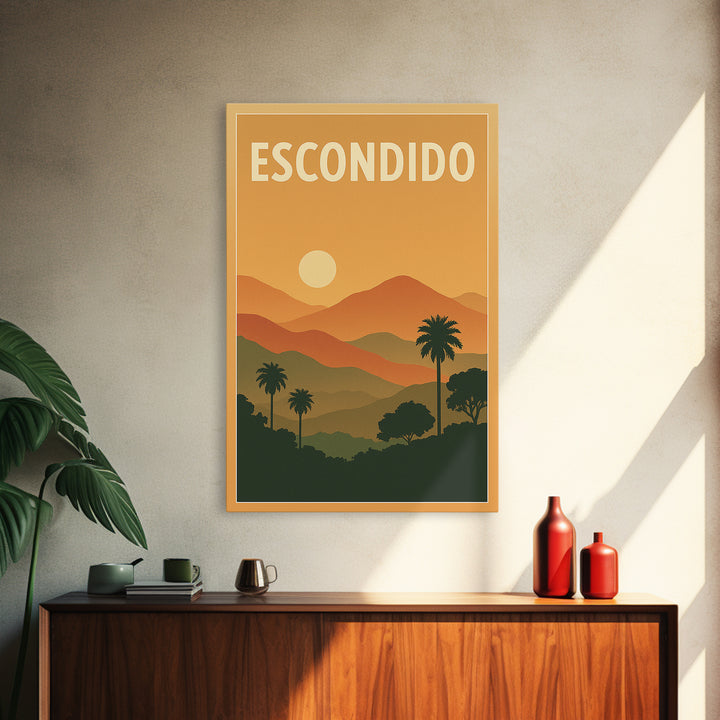 Escondido Travel Poster, Canvas Print, Classic Travel Poster Art, Escondido City Art, Vintage City Poster, Travel Wall Art, Travel Gift