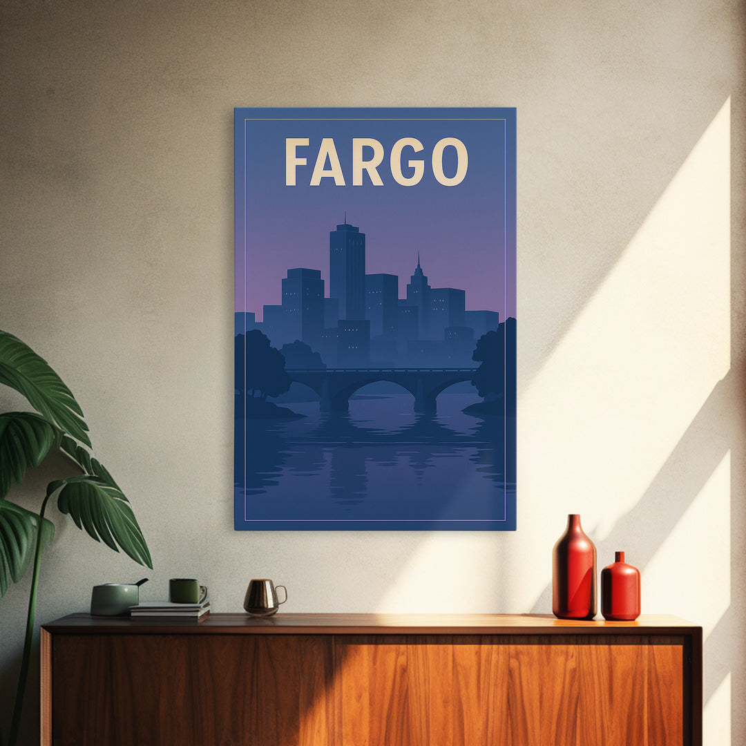 Fargo North Dakota Travel Poster, Canvas Print, Classic Travel Poster Art, Fargo Travel Art, Travel Art Print, Wall Art, Wall Art