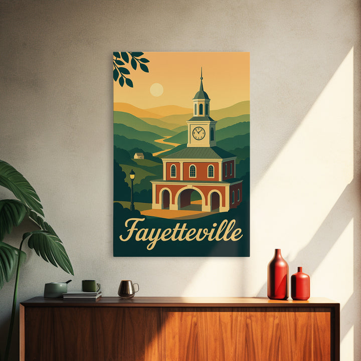 Fayetteville North Carolina Travel Poster, Canvas Print, Mid Century City Wall Art, Fayetteville Poster Print, City Illustration, Art Print
