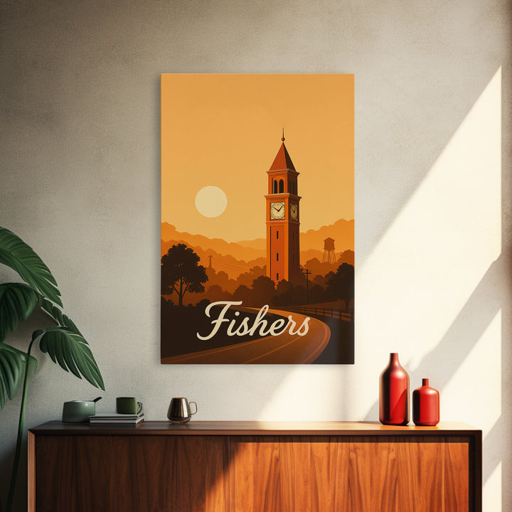 Fishers Indiana Travel Poster, Canvas Print, Classic Travel Poster Art, Fishers Wall Art, Fine Art Print, Wall Art, Eclectic Wall Decor