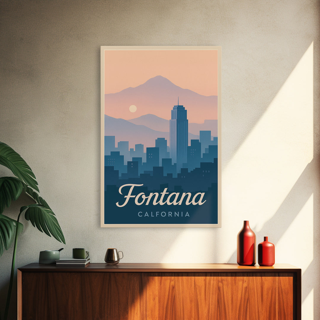 Fontana Travel Poster, Canvas Print, Mid Century City Wall Art, Fontana Poster Print, Gift For Travelers, Retro Travel Print, Wall Art