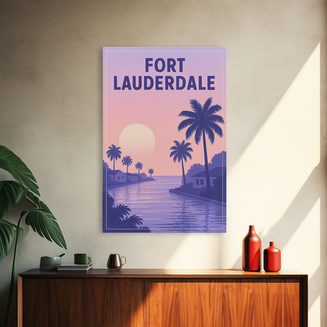 Fort Lauderdale Florida Travel Poster, Canvas Print, Mid Century City Wall Art, Fort Lauderdale Wall Art, Wanderlust Decor, Wall Art