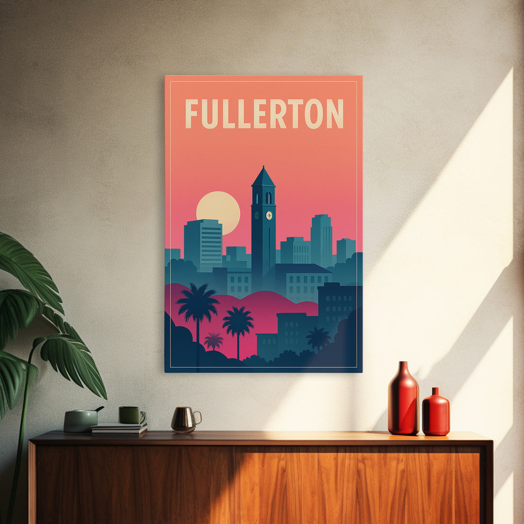 Fullerton Travel Poster, Canvas Print, Mid Century City Wall Art, Fullerton Wall Art, City Travel Prints, Mid Century Wall Art