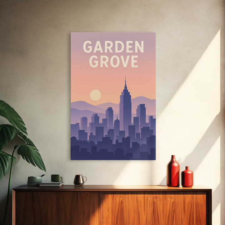 Garden Grove California Travel Poster, Canvas Print, Mid Century City Wall Art, Garden Grove Wall Art, Travel Poster Art, Travel Art Print