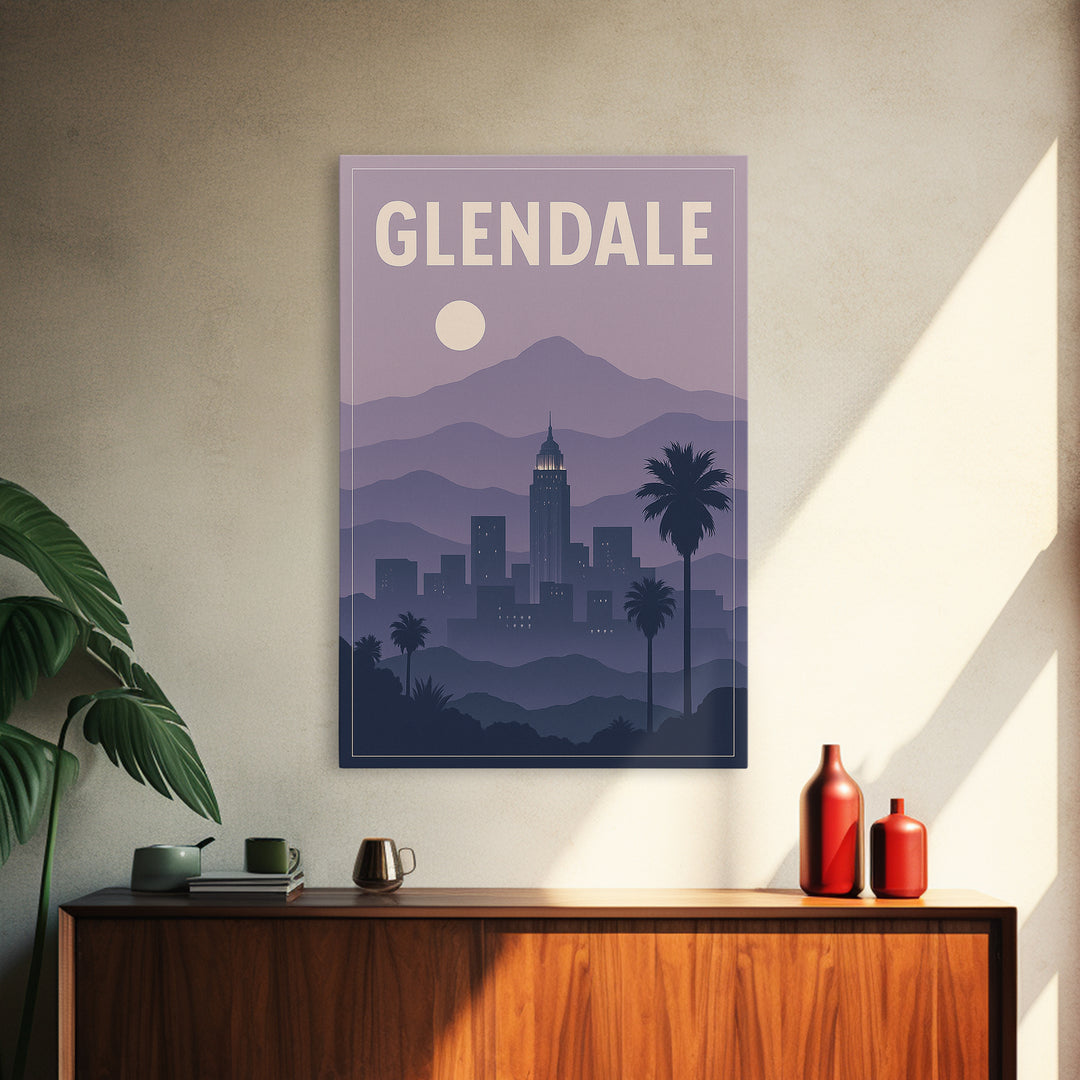 Glendale Travel Poster, Framed Canvas Print, Vintage Travel Poster Art, Glendale Wall Art, Travel Poster Set, Travel Art Print