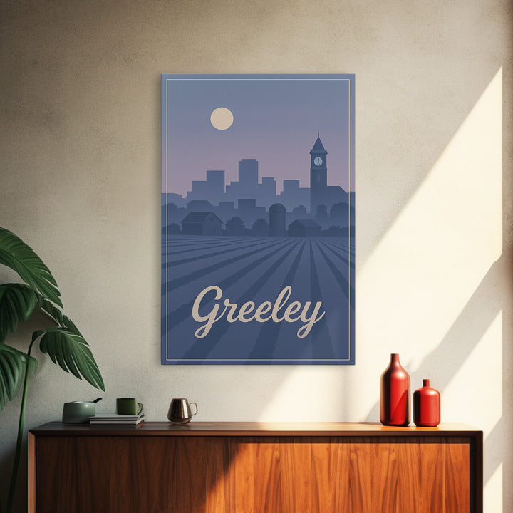 Greeley Travel Poster, Framed Canvas Print, Classic Travel Poster Art, Greeley Art Print, Retro Travel Print, Vintage City Art