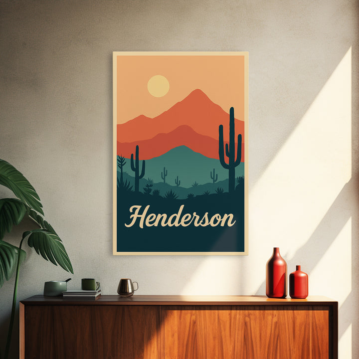 Henderson Nevada Travel Poster, Canvas Print, Classic Travel Poster Art, Henderson Art Print, City Travel Prints, Living Room Wall Art