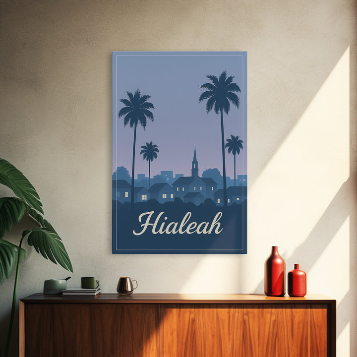 Hialeah Travel Poster, Framed Canvas Print, Mid Century City Wall Art, Hialeah Poster Print, Vintage Travel Print, Travel Poster Art