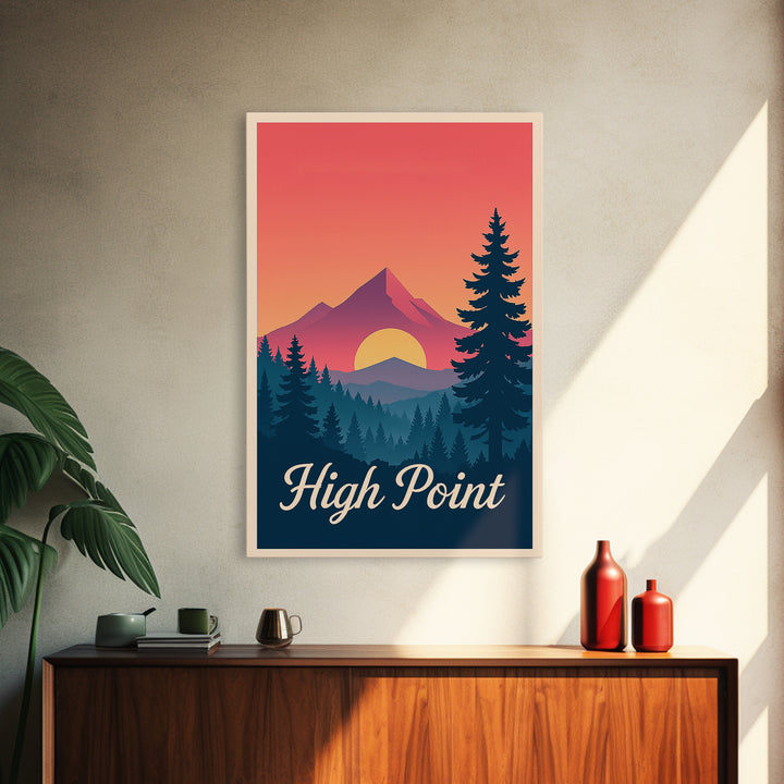 High Point North Carolina Travel Poster, Canvas Print, Mid Century City Wall Art, High Point City Art, Travel Art Print, Vintage Travel Art