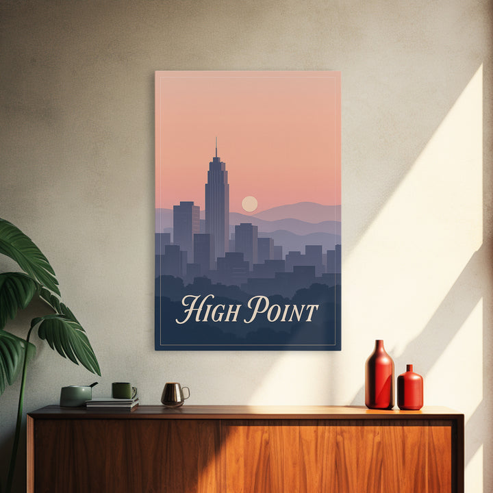 High Point Travel Poster, Canvas Print, Vintage Travel Poster Art, High Point City Art, Retro Travel Print, City Travel Prints