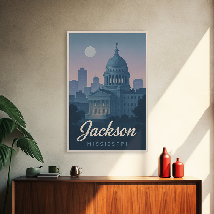 Jackson Travel Poster, Canvas Print, Mid Century City Wall Art, Jackson Wall Art, Travel Wall Art, Gift For Travelers, Travel Art Print
