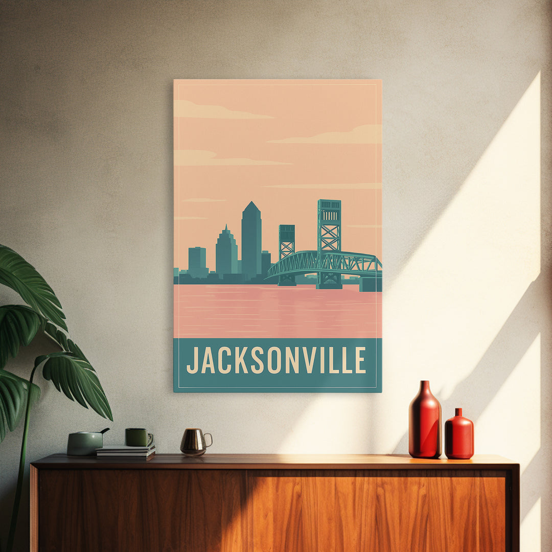 Jacksonville Travel Poster, Canvas Print, Classic Travel Poster Art, Jacksonville Wall Art, Fine Art Print, Home Office Decor, Design 2