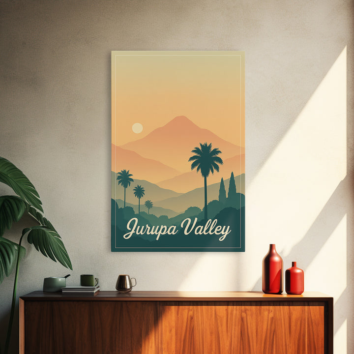 Jurupa Valley California Travel Poster, Canvas Print, Mid Century City Wall Art, Jurupa Valley Poster Print, Wall Decor, Travel Posters