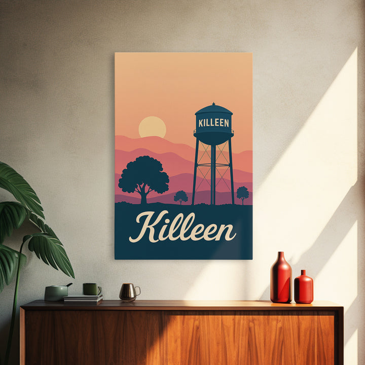 Killeen Texas Travel Poster, Canvas Print, Mid Century City Wall Art, Killeen Art Print, Modern Wall Decor, Travel Poster Art, Wall Decor