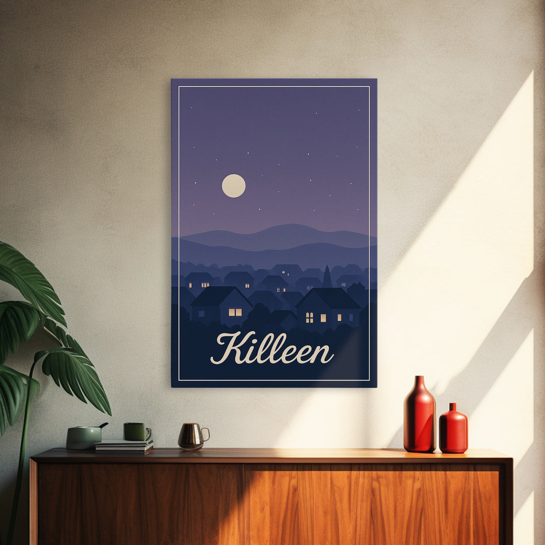 Killeen Travel Poster, Canvas Print, Classic Travel Poster Art, Killeen Poster Print, City Illustration, Travel Wall Art, Travel Poster Set