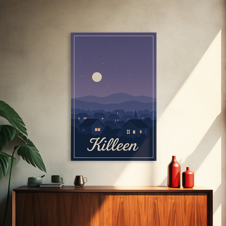 Killeen Travel Poster, Canvas Print, Classic Travel Poster Art, Killeen Poster Print, City Illustration, Travel Wall Art, Travel Poster Set