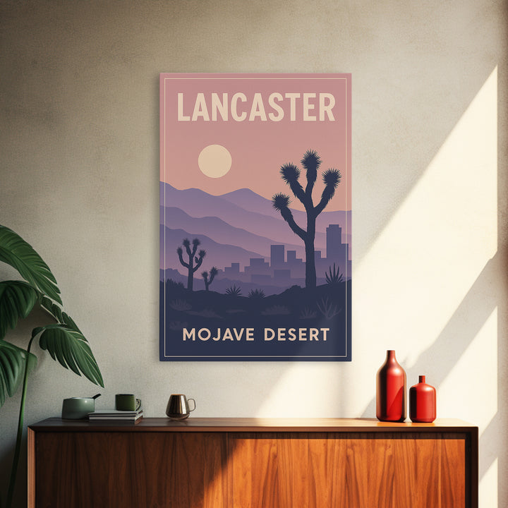 Lancaster California Travel Poster, Canvas Print, Classic Travel Poster Art, Lancaster Wall Art, Wall Decor, City Art Print, Travel Wall Art