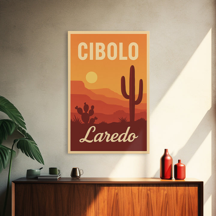 Laredo Texas Travel Poster, Canvas Print, Mid Century City Wall Art, Laredo Poster Print, City Art Print, Fine Art Print, Vintage Print